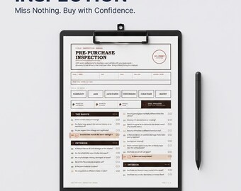 Used Car Inspection Checklist Template, Digital Download Printable PDF