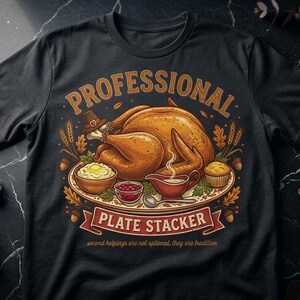 Zabawna koszulka z układaniem talerzy na Święto Dziękczynienia, koszulka z humorem kulinarnym na Dzień Indyka