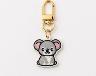Tirazip a forma di koala. (Set di tre) Divertenti gioielli a forma di animali nei colori oro e argento e in acciaio inossidabile. Targhetta regalo per palestra, borsa, zaino.