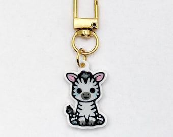 Zebra Zipper Pulls, Backpack, Gym Bag, Purse Tag Charm with Gold Tone Carabiner (Set of Two)