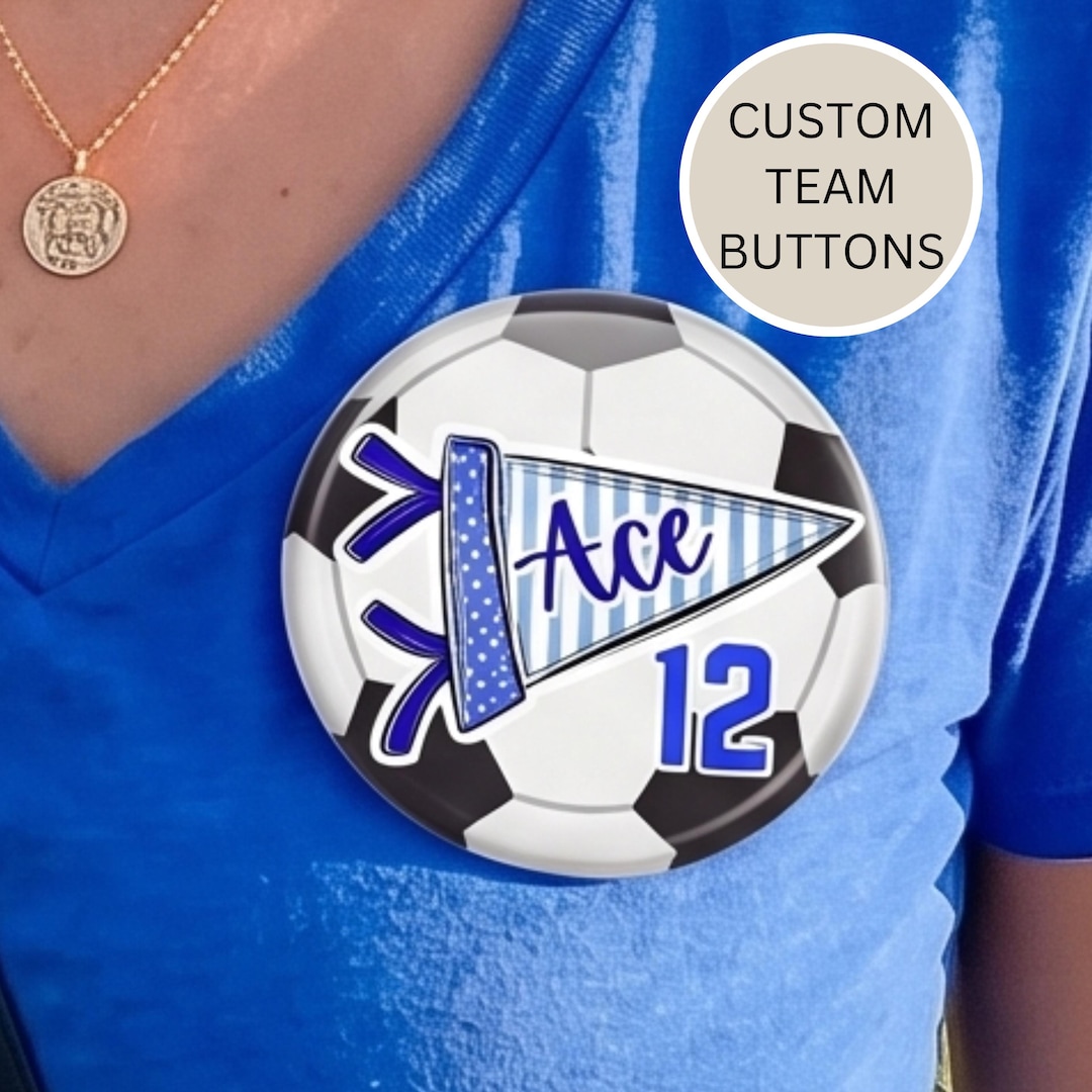 Soccer Button Custom Soccer Button for Soccer Mom Gifts Team Customized Pins Player ...