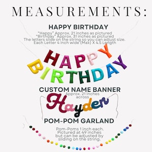 Rainbow Birthday Banner Party Decoration Wall Display Colorful Bunting Reusable Garland Felt Letters Happy Birthday Backdrop Festive Banner Birthday, Name & Pom