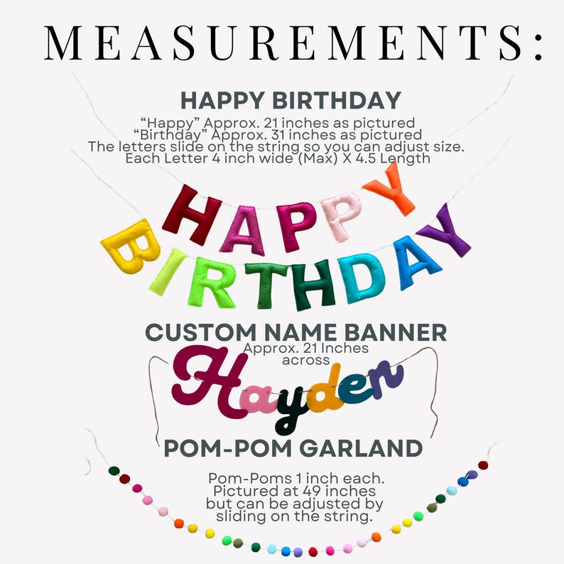 Rainbow Birthday Banner Party Decoration Wall Display Colorful Bunting Reusable Garland Felt Letters Happy Birthday Backdrop Festive Banner Birthday, Name & Pom