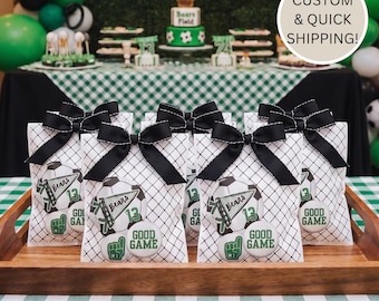 Banquete de fin de temporada para equipo de fútbol personalizado con nombre, color y número del equipo, bolsa de regalo para jugador, fiesta de celebración de fútbol, regalo para mamá futbolera