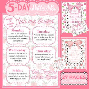Teacher Appreciation Printable Fruit Theme Teacher Gift Digital Download Classroom Decoration Editable Template Staff Appreciation Week