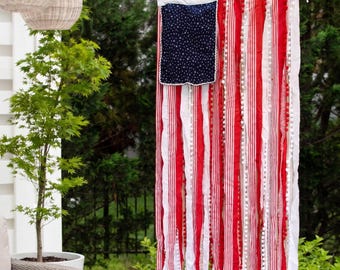 Patriotic Ribbon Flag 4th of July Memorial Day USA Banner Red White Blue Decor America 250th Birthday Photo Backdrop for Independence Day