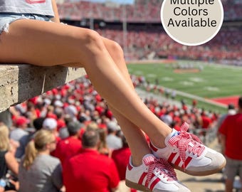 Gingham Shoelace Flat Sneaker Laces Team Spirit Game Day Outfit Accessories Athletic Shoe Customization College Football Fan Gear Tailgating