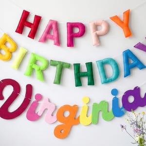 Rainbow Birthday Banner Party Decoration Wall Display Colorful Bunting Reusable Garland Felt Letters Happy Birthday Backdrop Festive Banner image 10