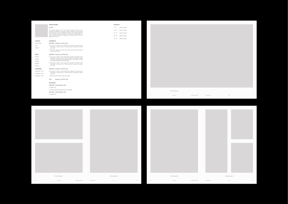 Minimalistic Portfolio Template for Architecture and Design - Etsy