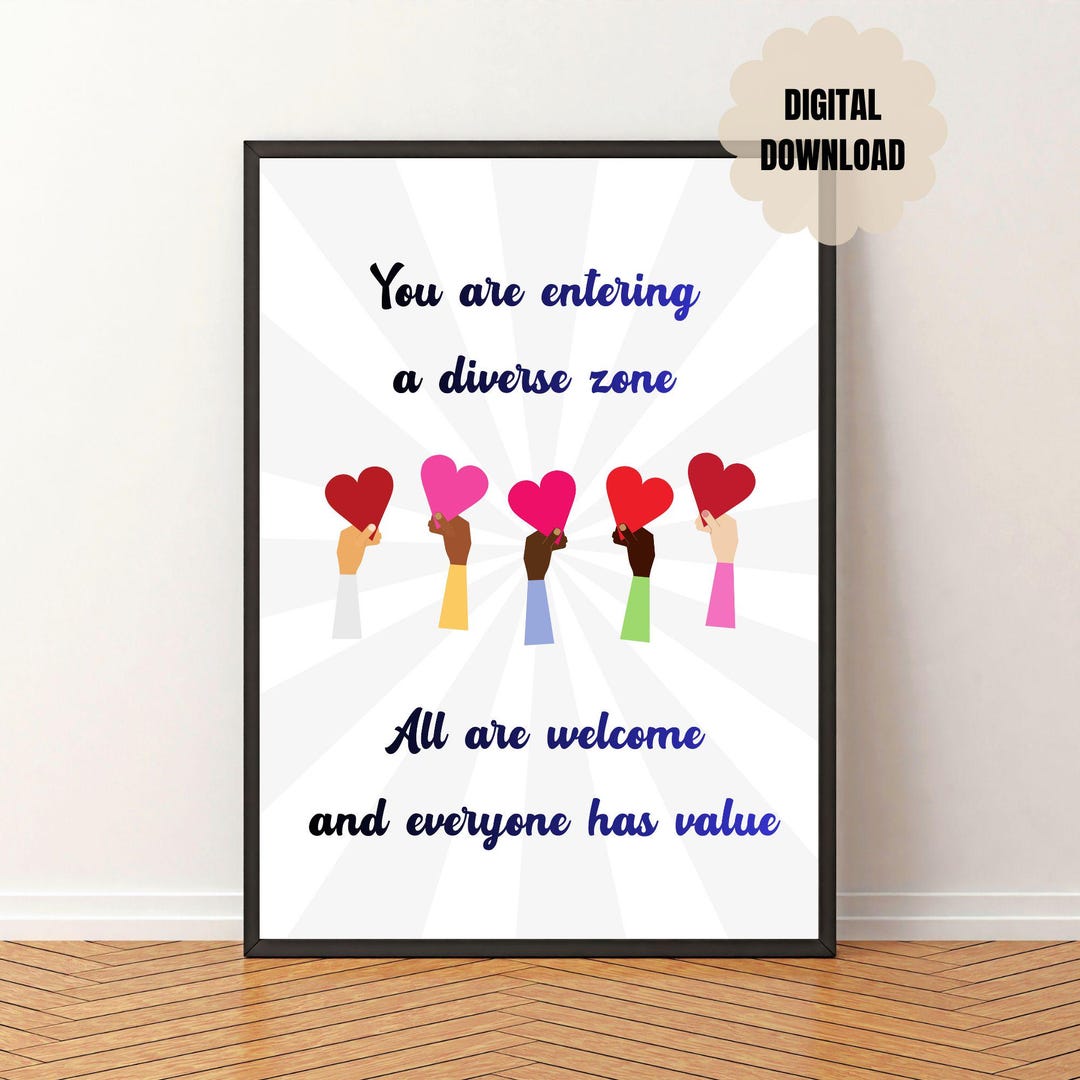 Diversity and Inclusion Wall Art, Classroom Decor, All Are Welcome Sign ...