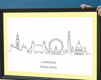 London England Skyline Print | Minimalist London Line Art Poster