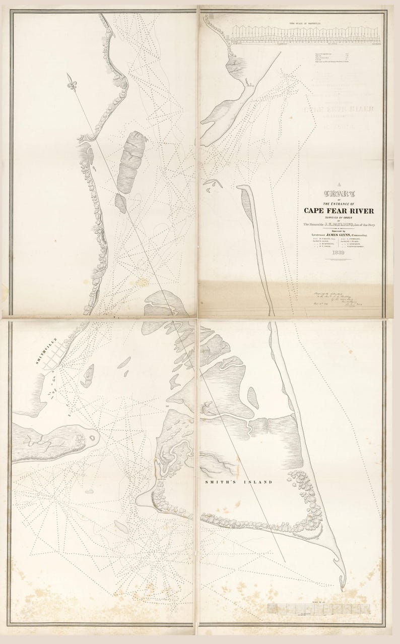 Vintage Map: A Chart of the Entrance of Cape Fear River (cape Fear ...