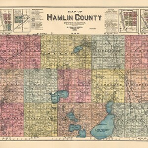 1897年の特別調査と公式記録に基づいて編集・作成されたサウスダコタ州ハムリン郡のヴィンテージ地図