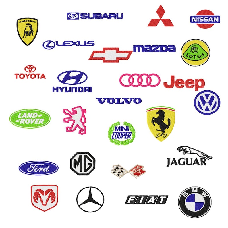 100+ Car Logo Machine Embroidery Designs Bundle - Automotive Brand ...