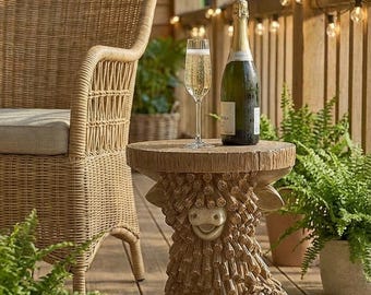 Cute Brown Highland Cow Resin Side Table