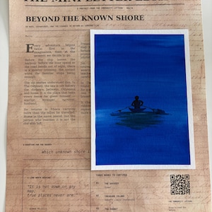Mini edizione lettera A6, stampa ad acquerello, arte con lettere a tema avventura, decorazione murale a tema oceano per angolo lettura.