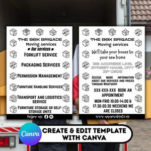 Moving services Flyer/Editable Canva Relocation Template/A4 Precision Movers Poster/DIY Strategic Moving & Packing/Moving Business template