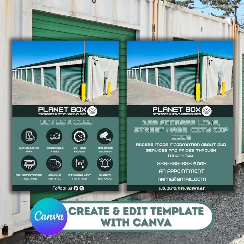 Storage Flyer/Editable Canva Self-Storage Template/A4 Universal Unit Rental Poster/DIY Moving & Space World Marketing/Storage unit flyer image 1