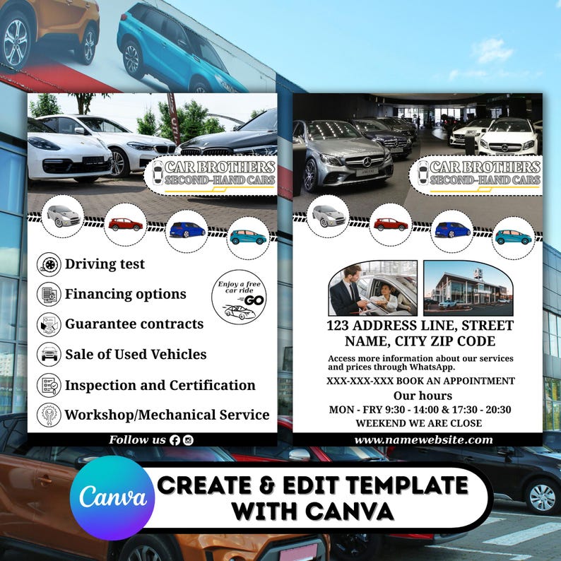 Car Dealership Flyer Template Canva, Editable Auto Sales Poster, Used