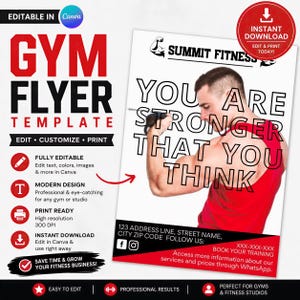 Gym Flyer Template, Polished Modern Layout | Canva Editable, A4 Print Ready