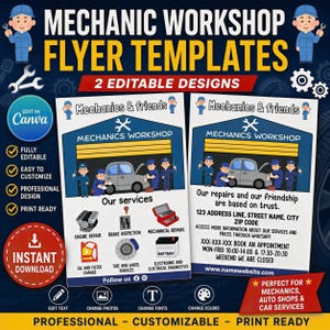 Auto Repair Shop, Trust-Centric Flyer Template | Canva Editable PDF | A4 Printable, Warm Denim Cream, Referral Section