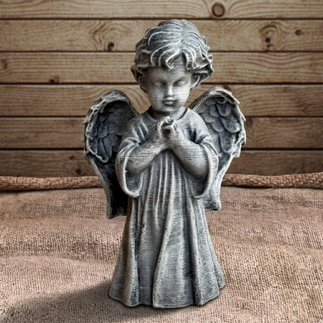 Praying Angel Child Statue Cherub Figurine Garden Decor Memorial ...