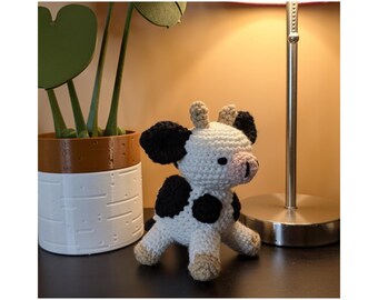Handmade Crochet Cow • Farmhouse Shelf & Desk Decor