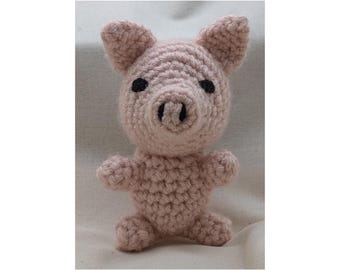 Crochet Pig • Handmade Farm Animal Plush • Small Amigurumi Pig • Soft Blush Pink Heirloom Style Decor
