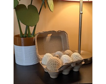 Crochet Egg Carton Set • Handmade Neutral Farm Eggs • Heirloom Style Decor