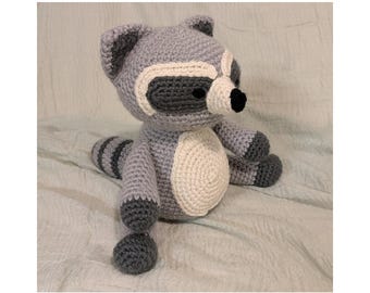 Crochet Raccoon Plush • Raccoon Stuffed Animal • Woodland Animal Plush • Neutral Nursery Decor • Baby Shower Gift • Baby Gift