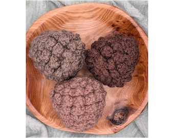 Crochet Pinecone Set of 3 • Woodland Shelf Desk Home Decor