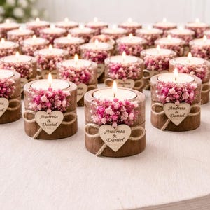 Personalized Wedding Candle Favor,Wedding Favors for Guest in Bulk Rustic Wooden Tealight holder, Bridal Shower Favors,Rustic Wedding decor image 16