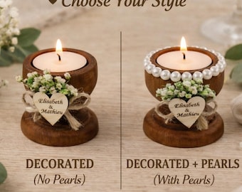 Recuerdo de vela de boda personalizado, regalos de boda para invitados a granel, portavelas de madera rústica, regalos de despedida de soltera, decoración rústica para bodas.