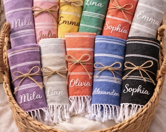 Toalla personalizada, toalla con nombre bordado, toalla de baño de lujo, regalos para despedidas de soltera, idea de regalo para bodas en la playa, toalla de playa con nombre personalizado