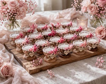 Recuerdo de vela de boda personalizado, regalos de boda para invitados a granel, portavelas de madera rústica, regalos de despedida de soltera, decoración rústica para bodas.