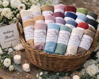 Chal de pashmina personalizado, recuerdo de boda, regalo para damas de honor, mezcla de algodón y viscosa, elegante chal, regalo para la dama de honor