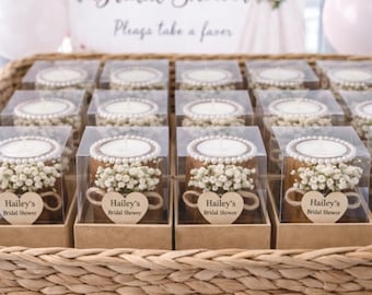50pcs Personalized Wedding Candle Favor,Wedding Favors for Guest in Bulk,Rustic Wooden Tealight holder,Bridal Shower Favors,Baby shower gift