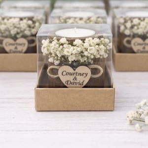 Personalized Wedding Candle Favor,Wedding Favors for Guest in Bulk Rustic Wooden Tealight holder, Bridal Shower Favors,Rustic Wedding decor image 9