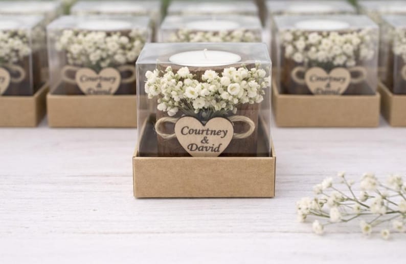 Personalized Wedding Candle Favor,Wedding Favors for Guest in Bulk Rustic Wooden Tealight holder, Bridal Shower Favors,Rustic Wedding decor image 9