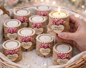 Personalized Wedding Candle Favor,Wedding Favors for Guest in Bulk Rustic Wooden Tealight holder, Bridal Shower Favors,Rustic Wedding decor