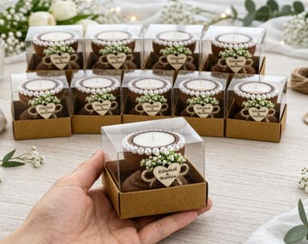 Recuerdo de vela de boda personalizado, regalos de boda para invitados a granel, portavelas de madera rústica, regalos de despedida de soltera, decoración rústica para bodas.