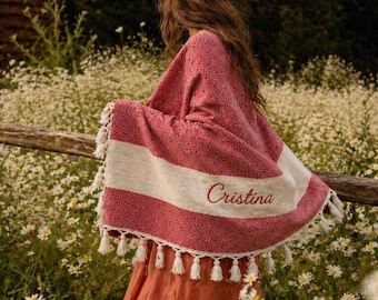 Toalla de playa personalizada tejida a mano, recuerdos para bodas en la playa, recuerdos para despedidas de soltera, toalla de baño, regalos para invitados de boda al por mayor, toalla de yoga con nombre