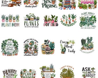 Paquete PNG "Amante de las plantas", diseños para mamás de plantas de interior, sublimación para jardineros (descarga digital)