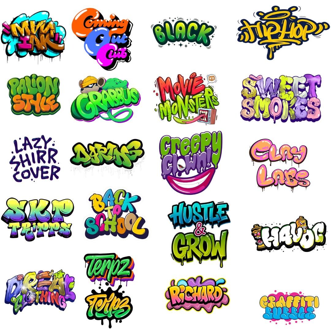 Graffiti PNG Design Bundle, Urban Street Art Graphics (digital Download ...