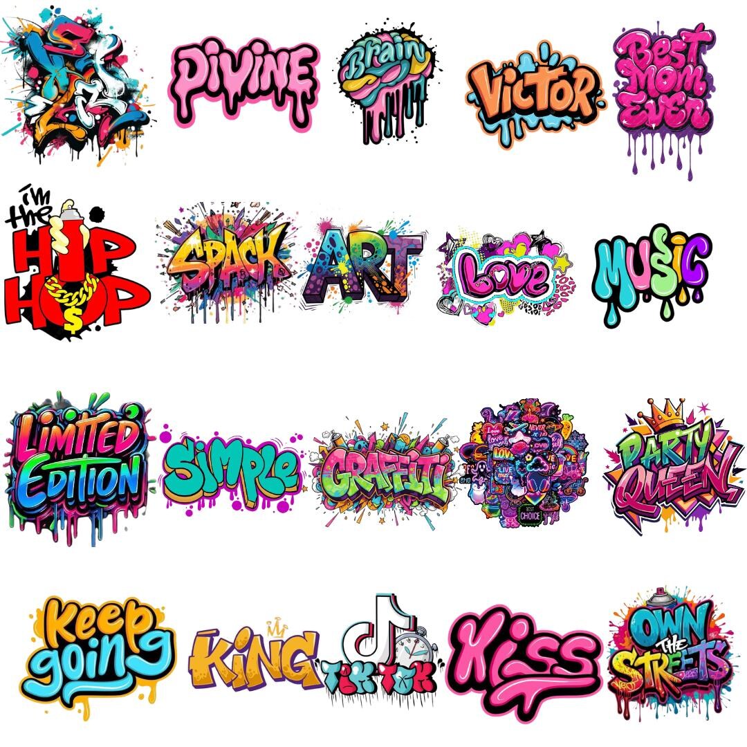 Graffiti PNG Bundle, Street Art Graphics, Urban Drip Design (digital ...
