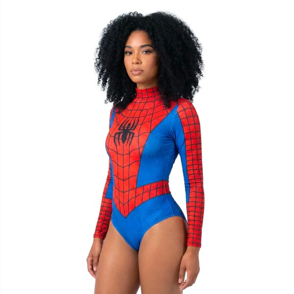 Spider Woman Bodysuit Red Long Sleeve Swimsuit Cosplay One Piece Outfit