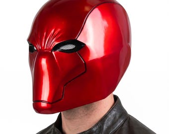 Máscara de casco de Red Hood para cosplay, casco de resina integral, disfraz de superhéroe, máscara para adulto