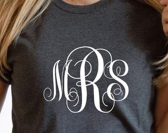 Custom Monogram Shirt, Personalized Script Tee, Womens Gift, Bella Canvas T-Shirt