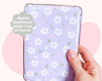 Lilac Floral Kindle Insert Printable, Girlie E-Reader Cover, PDF Digital Download