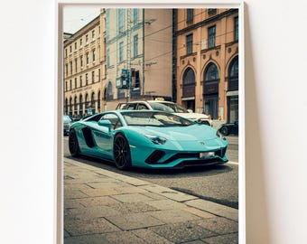 Lamborghini Aventador Wall Art autoposter | Italiaanse supercar fotografie wanddecoratie | Mancave-decor (digitale download)